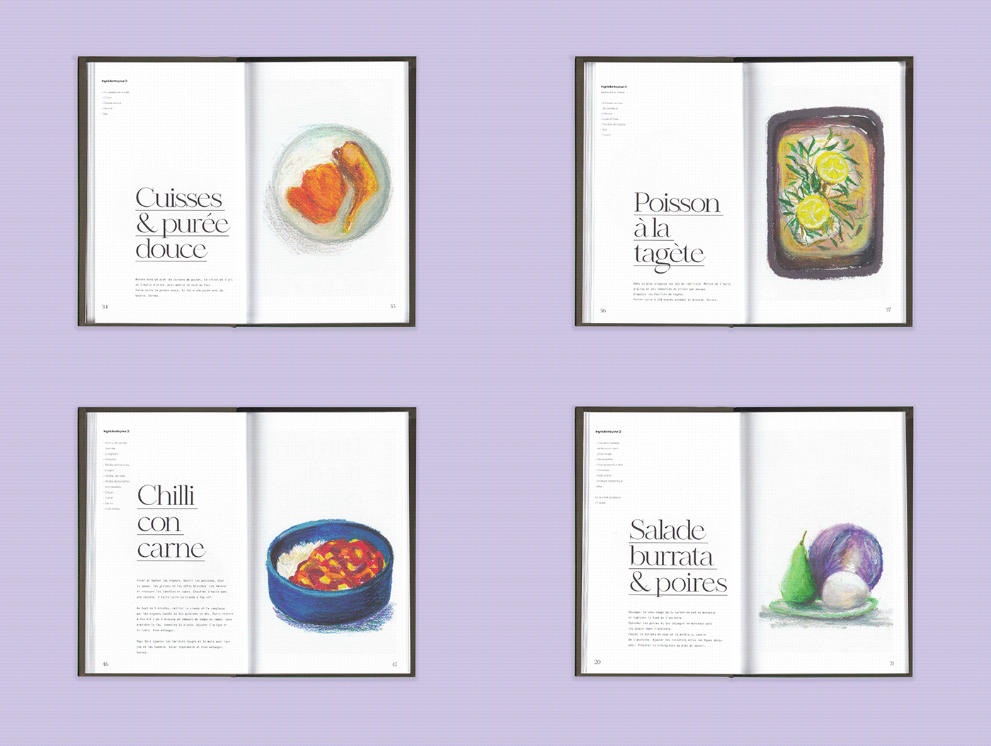 art direction  Cook Book edition editorial Food  graphic design  ILLUSTRATION  Layout oil pastel recipes