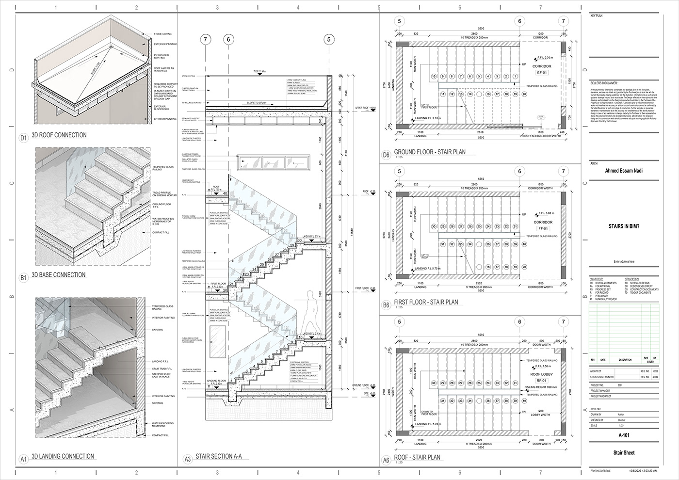 stairs technical drawing working drawings detailed design development