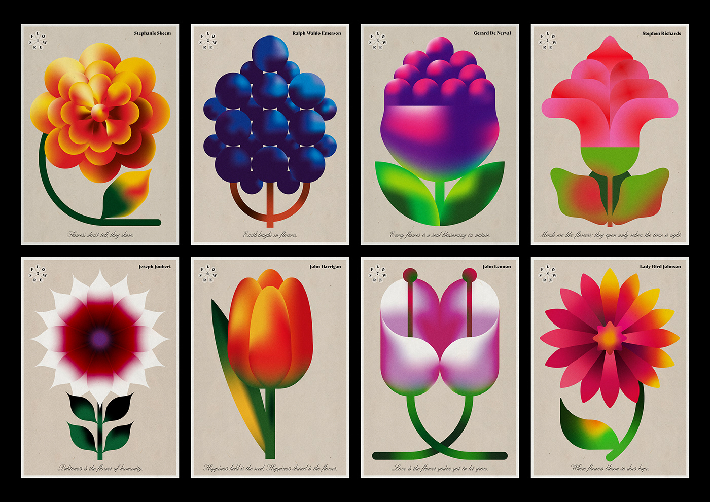floral flower gradient Nature poster print Quotes art decoration Minimalism