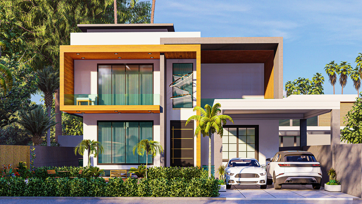 3D architect architecture contemporary design facade house modern Render Villa