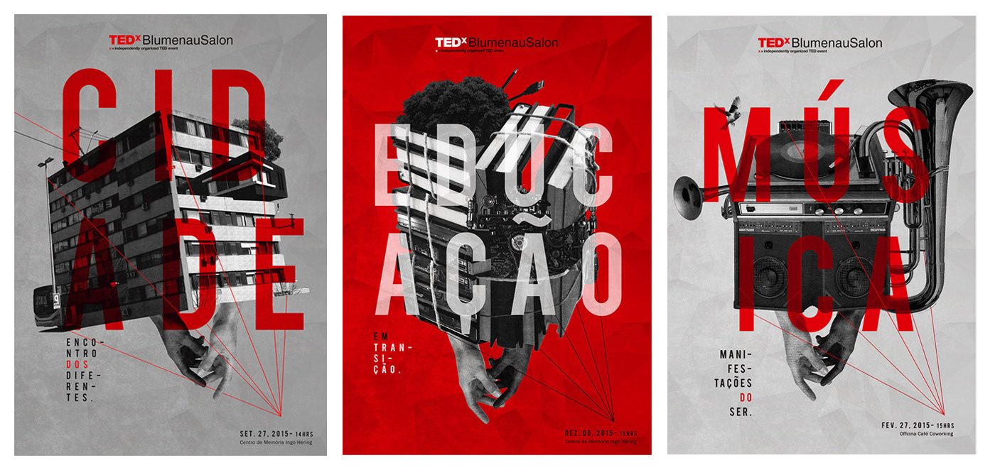 TED TEDx cartaz poster collage brand design graphic design 