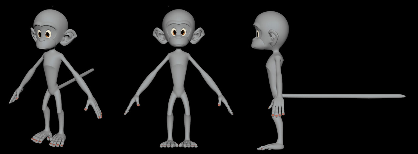 3D Character cratoon   modeling monkey