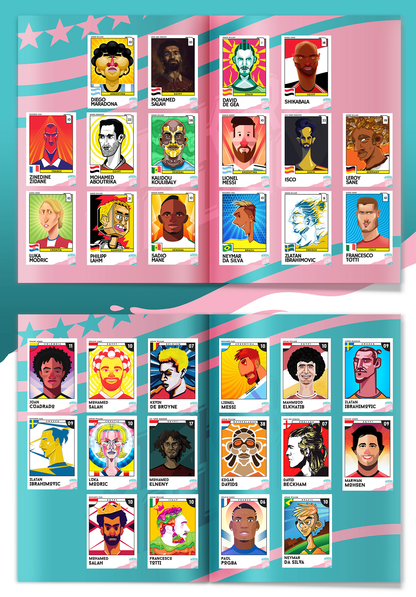 world cup football messi Mo Salah Russia stickers Album ILLUSTRATION  soccer panini