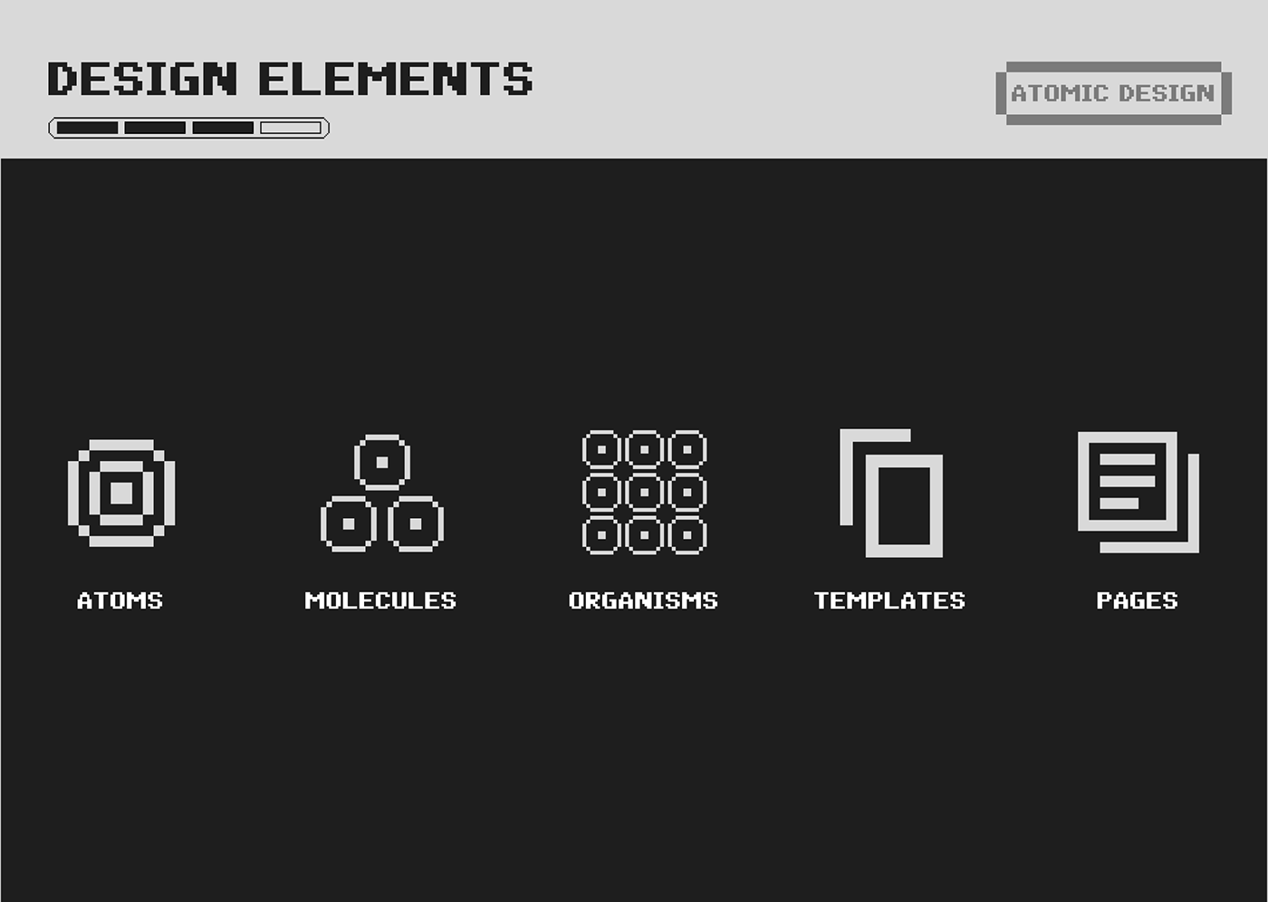 designsystem pixel 8bit Atomic Design  UI/UX ui kit design system 8 bit design system DesignSystem UX UI Pixel design system