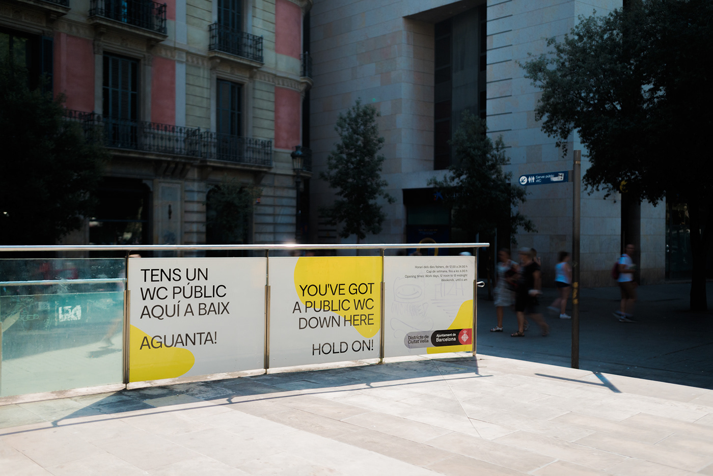 barcelona wc toilets pee yellow campaign graphic VisualSystem