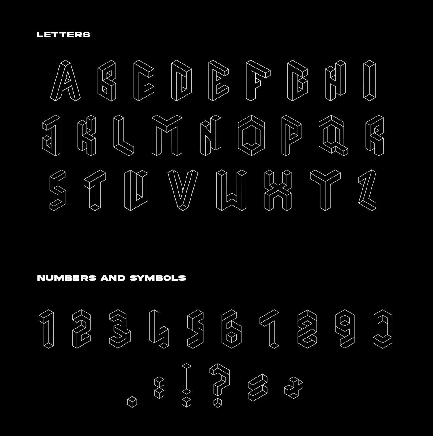 3D black and white escher Escheresque font font design grid system Isometric type typography  