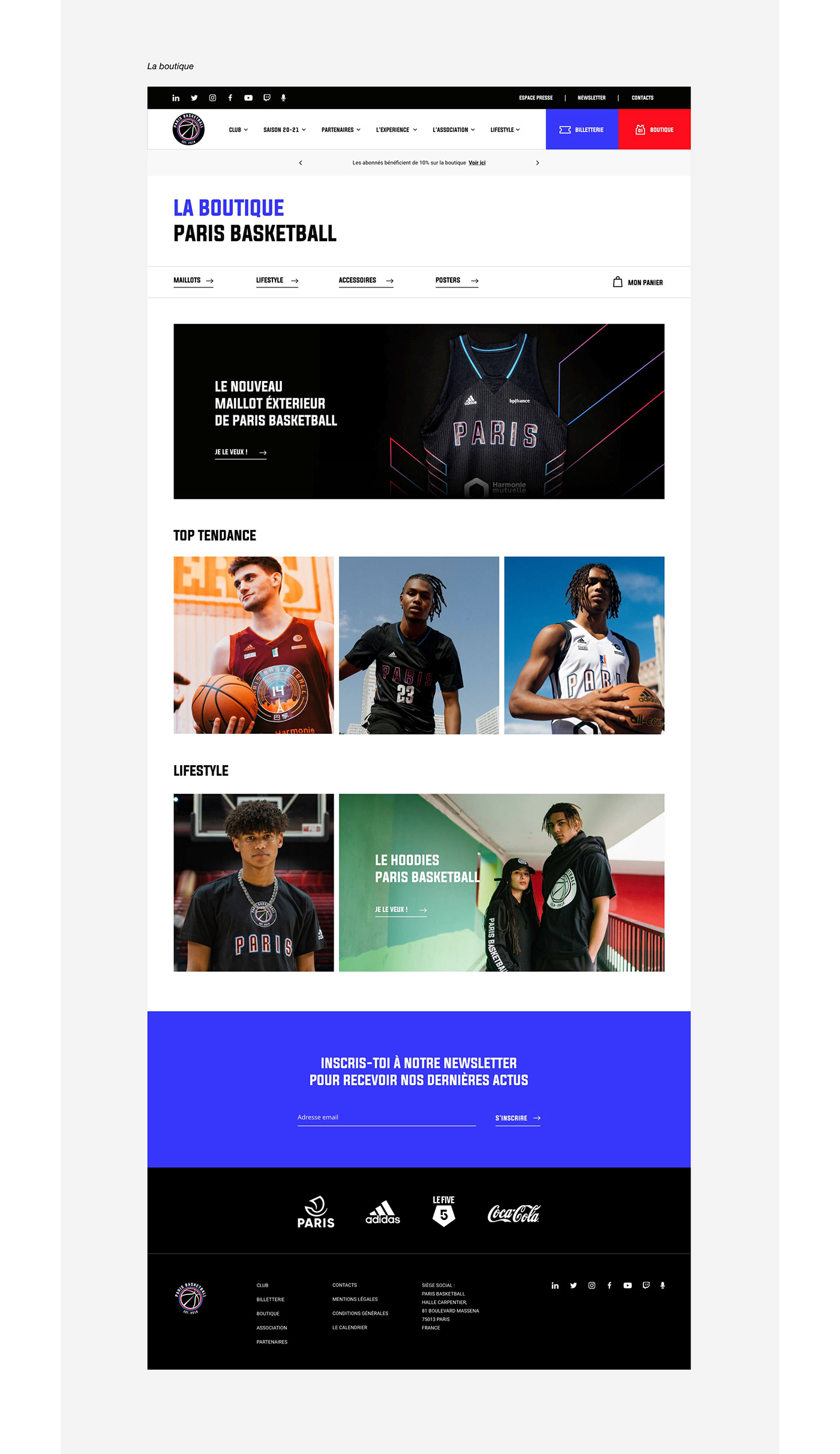 basketball delacreme direction artistique eboutique livraison Paris sport ux/ui Webdesign Website