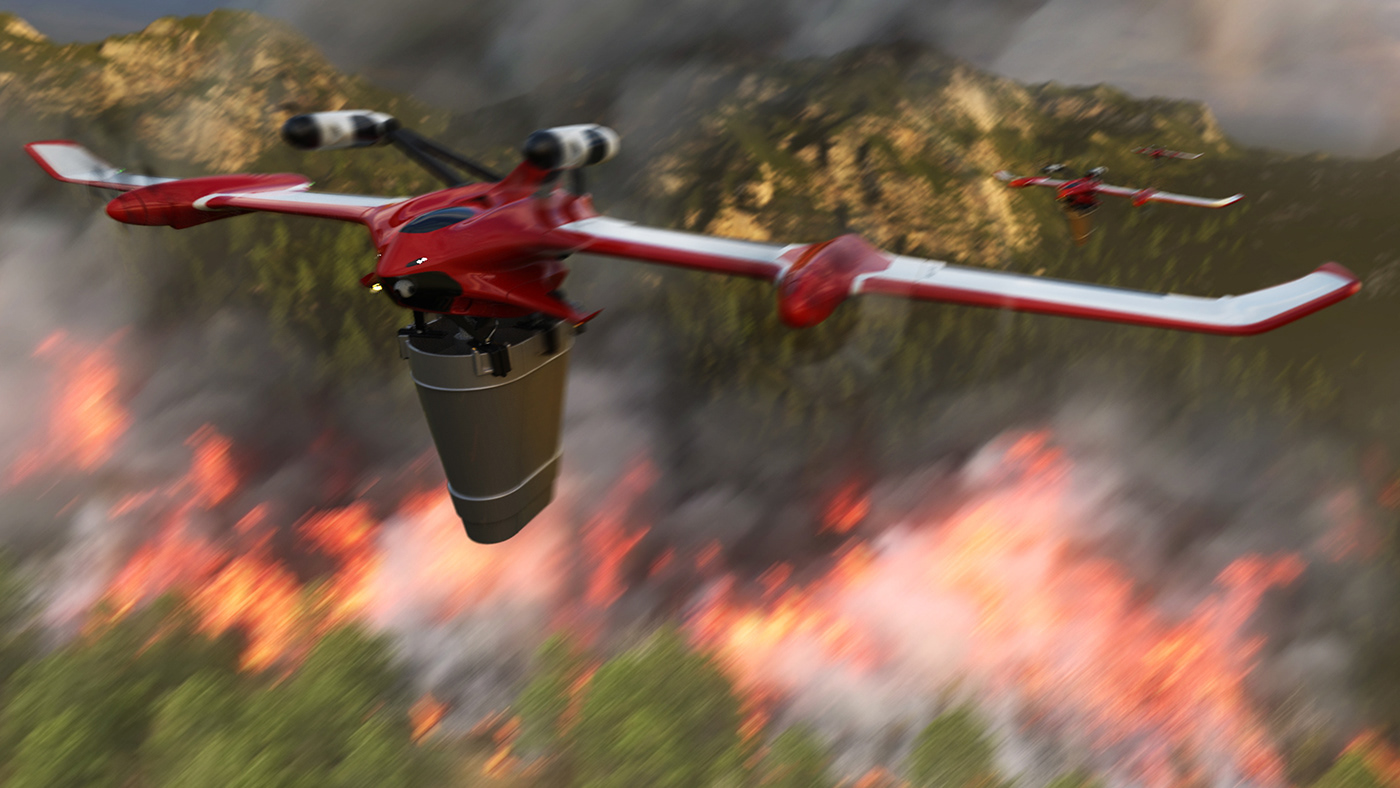 wildfire firefighting drone uav VTOL system swarm Fireline fire wild