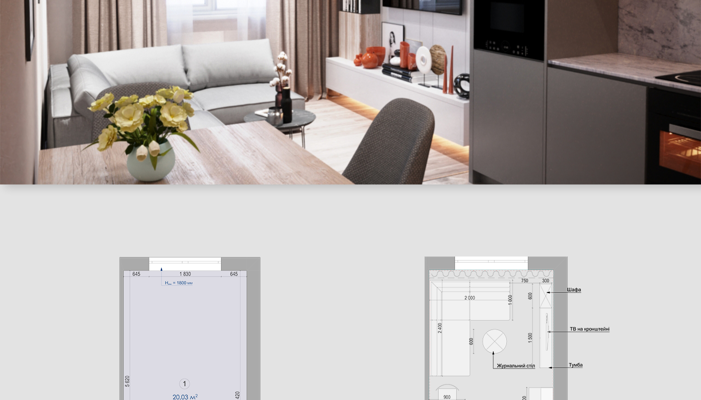 3d max design facades Interior kitchen studio visualization White
