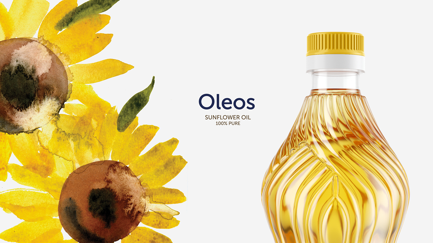 oil sunflower Packaging ukraine Label ILLUSTRATION  bottle watercolor rabbit