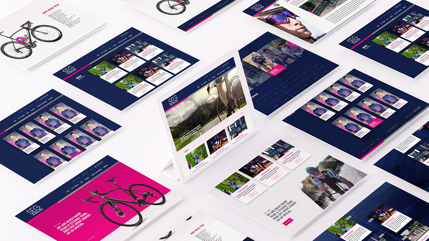 Racing bycicle sports team Web Design  web development  pink blue