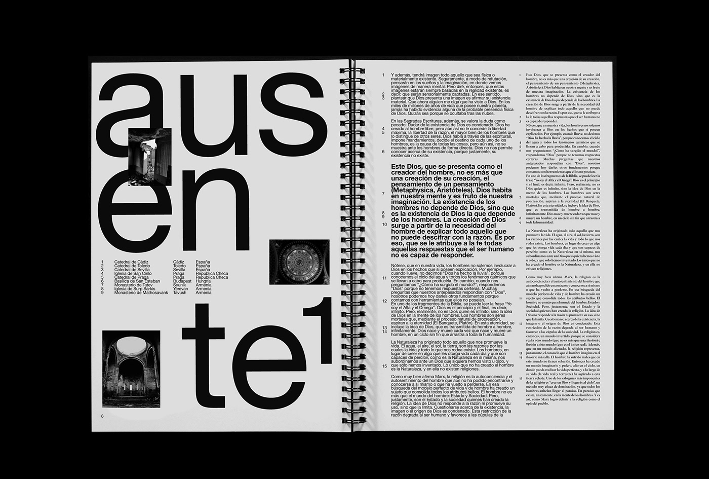 editorial design  Photography  church black and white typography   helvetica swiss essay philosophy 