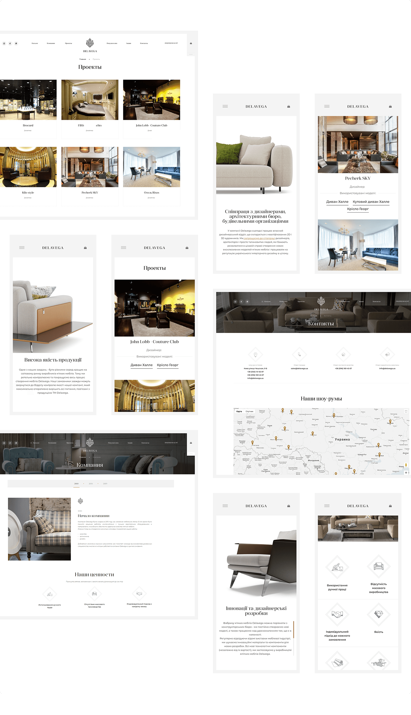 Ecommerce store shop UI ux minimal luxury furniture White black