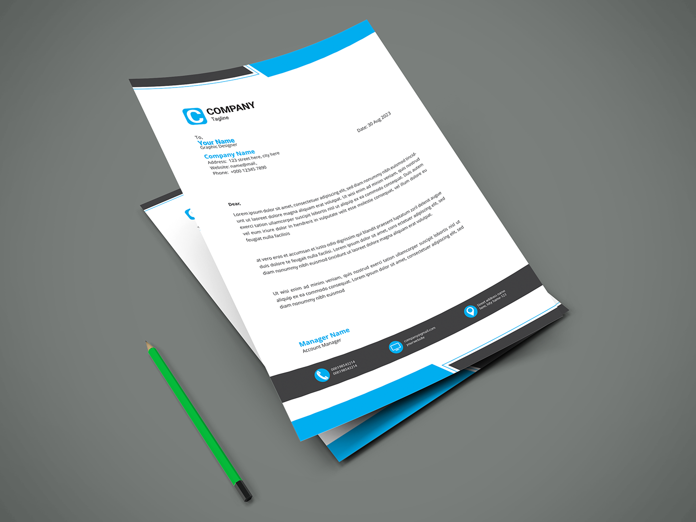clean colorful corporate Creative Design editable letterhead letter iPad 21 letterhead print ready letterhead