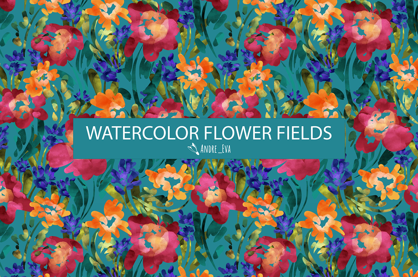 watercolor Flowers botanical Nature pattern print textile fabric