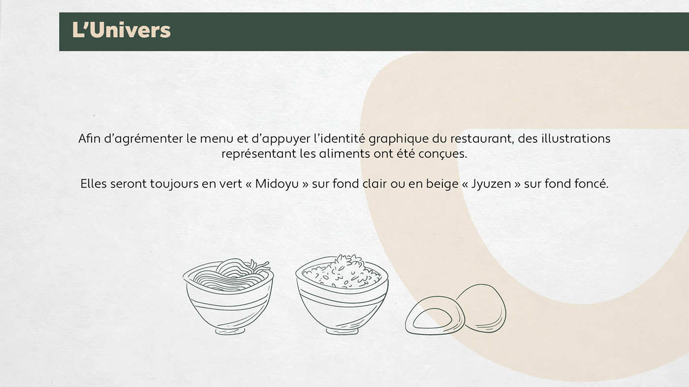 charte graphique identité visuelle illustrations logo mochi restaurant wok