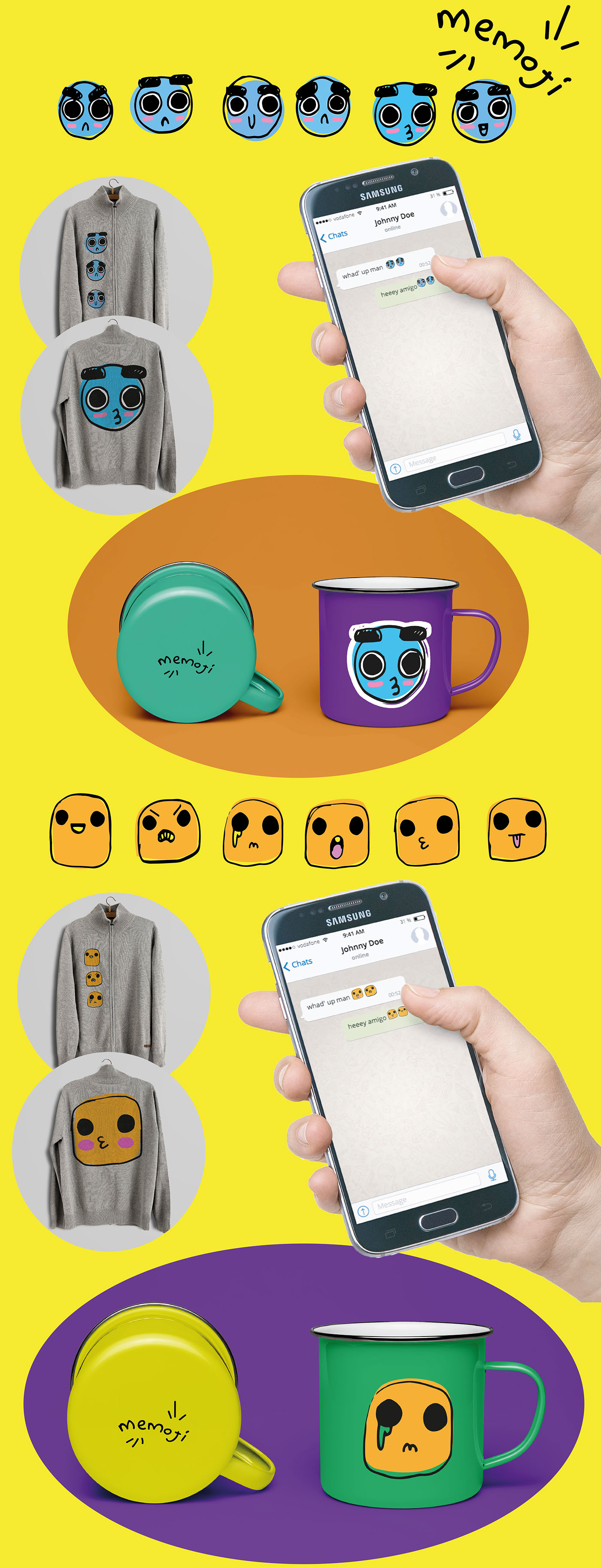 Emoji illustrate cute angry suprised WhatsApp