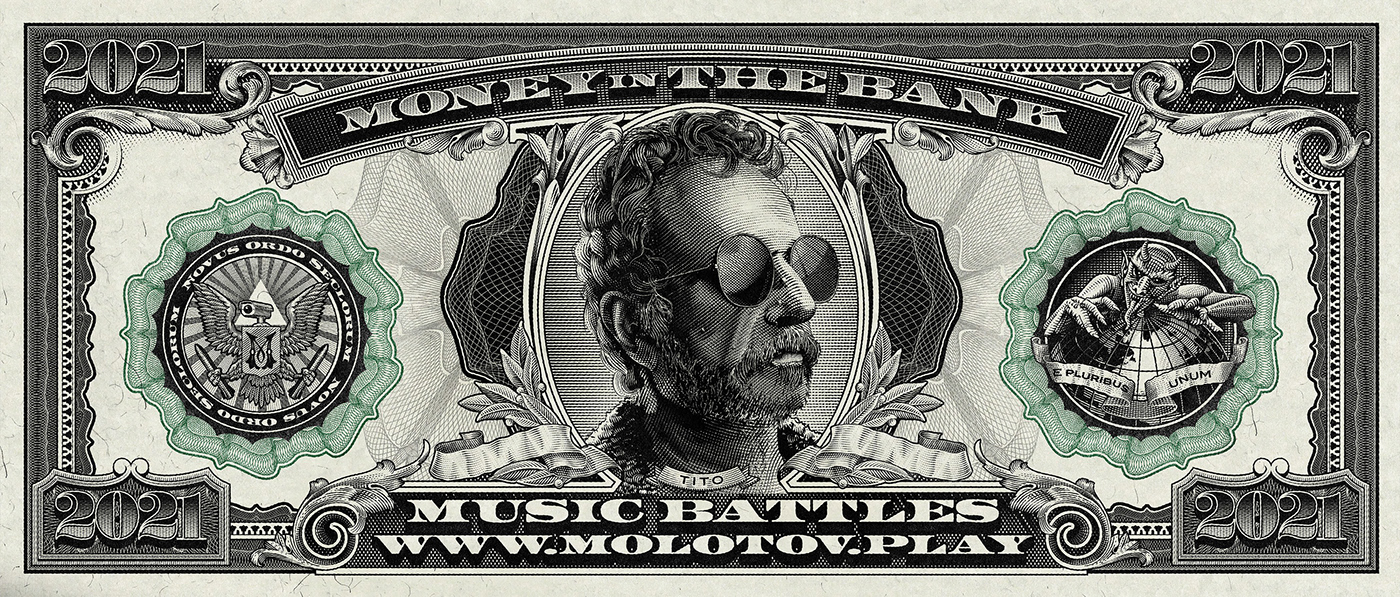 adobe banknotes engraving Hedcuts ILLUSTRATION  molotov music rockband