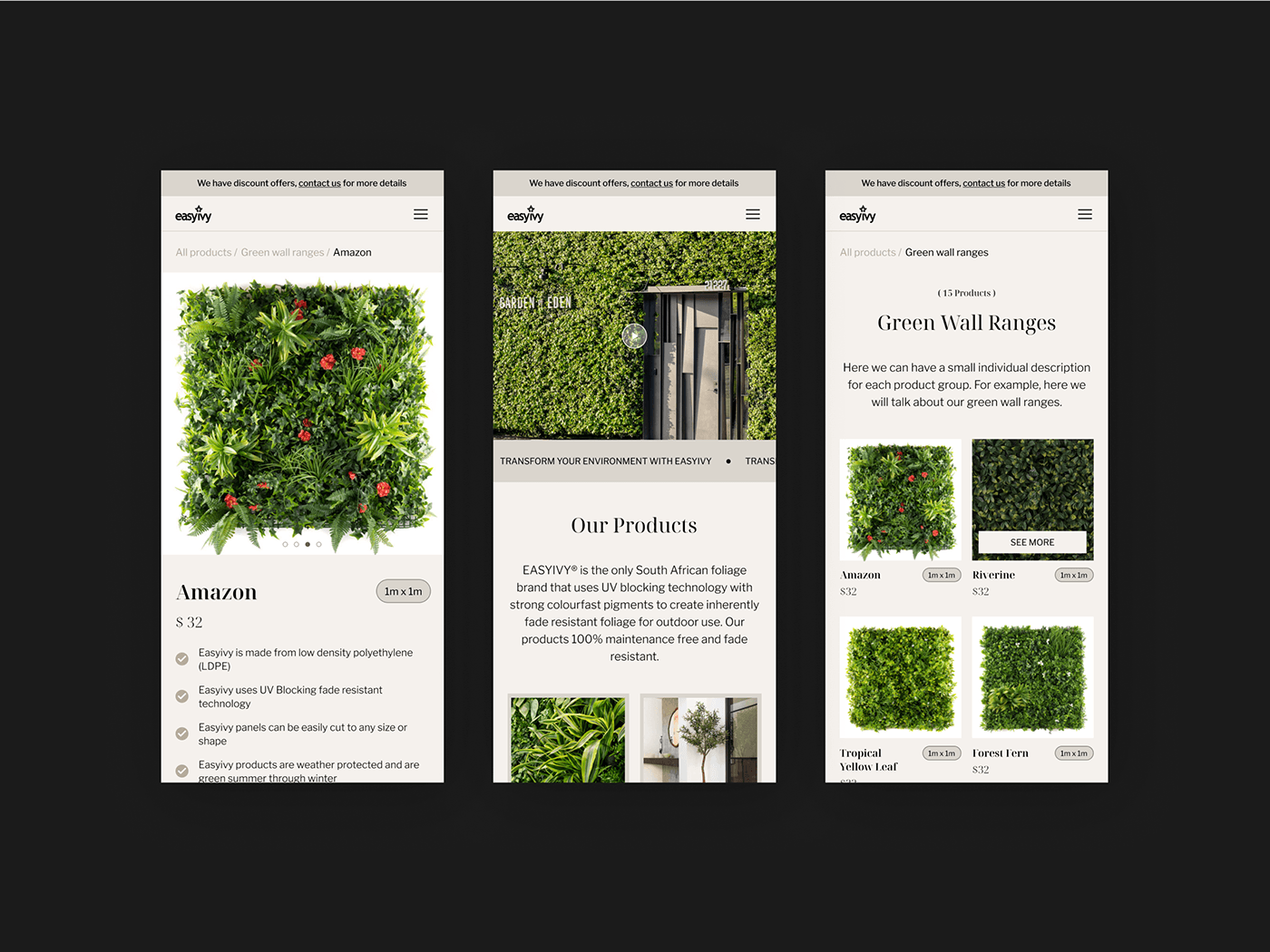 visual identity Website Webdesign foliage plants decor greenery vertical garden roof garden green wall