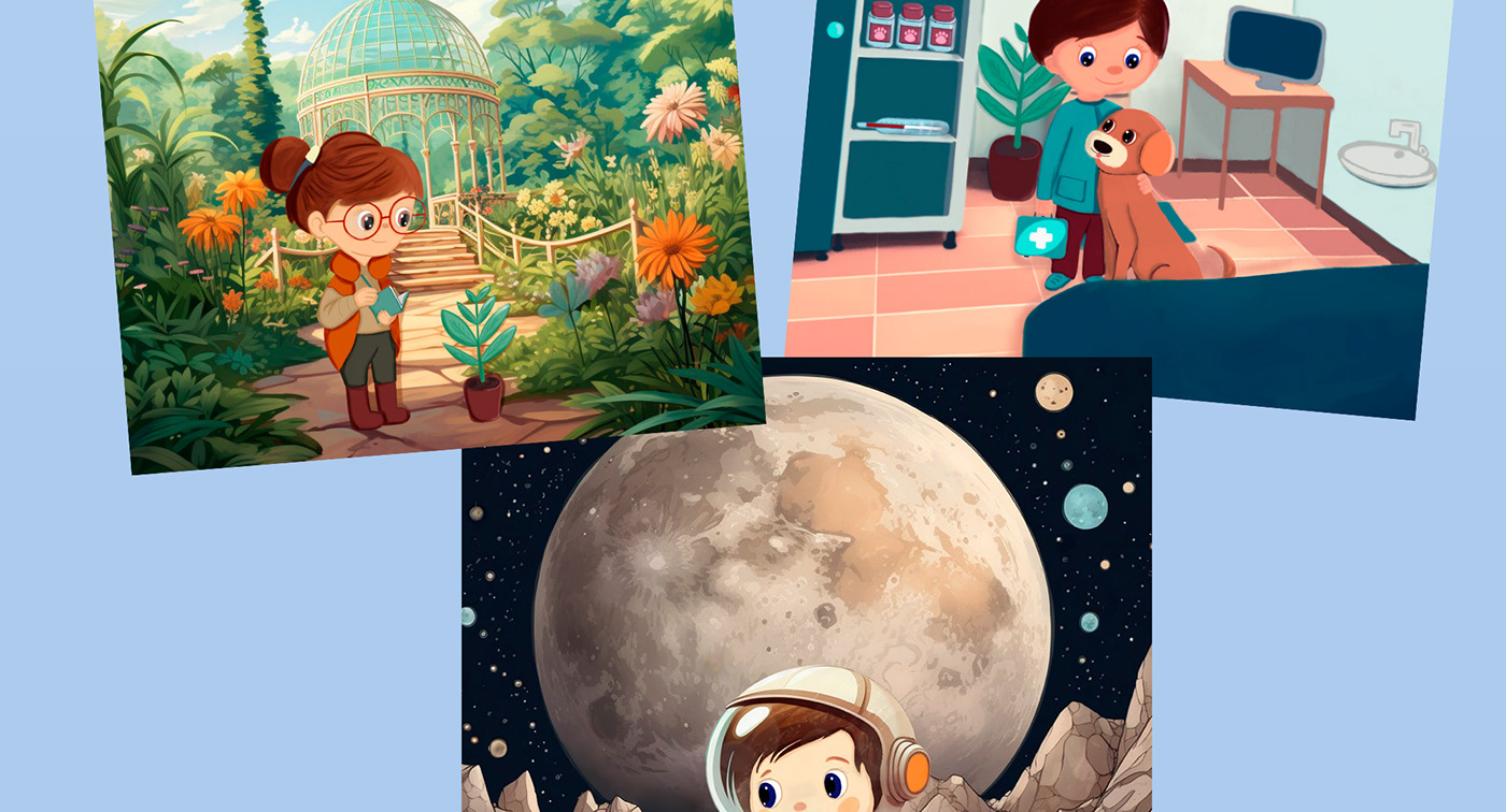 children's book digital illustration alphabet professions children kids Character design  ABC cute illustrations