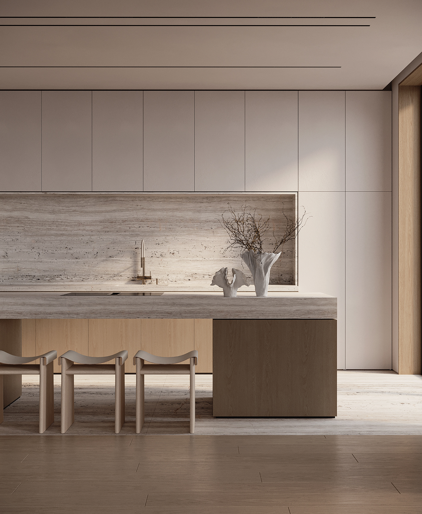 kitchen design interior design  3ds max corona render  visualization Render kitchen interior design Minimalism minimalist architecture