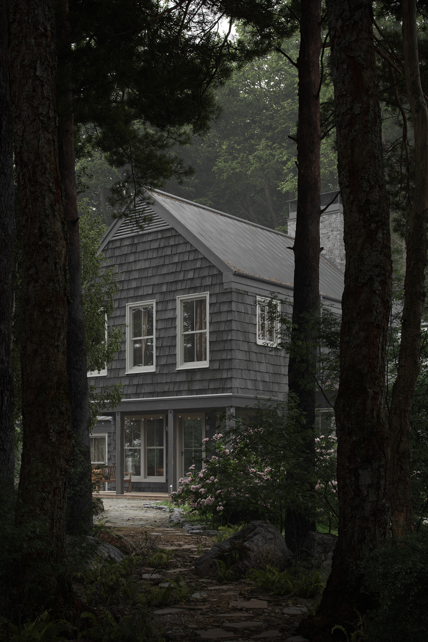 architecture Cottage forest forest house garden greenery house Landscape Quixel yard