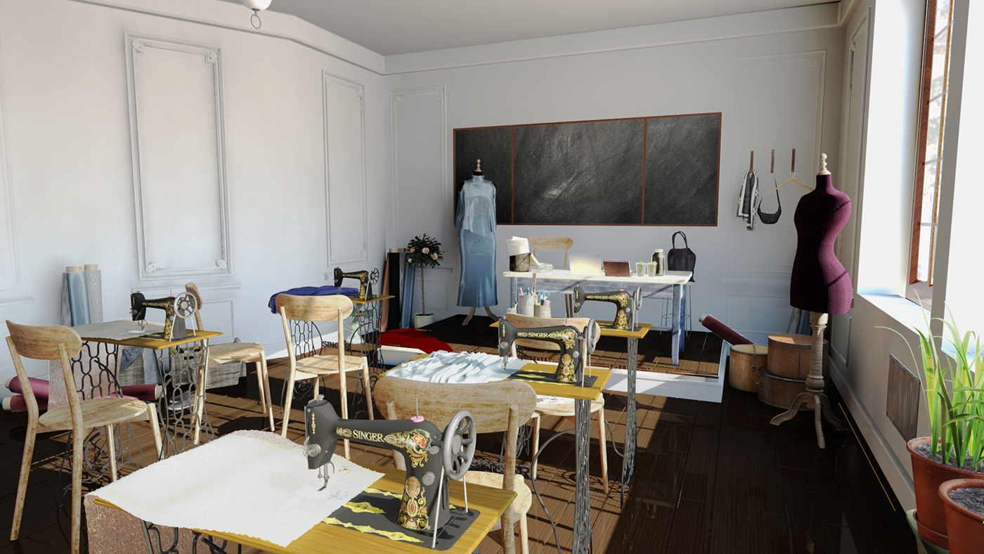 vray classroom seweing 3dsmax