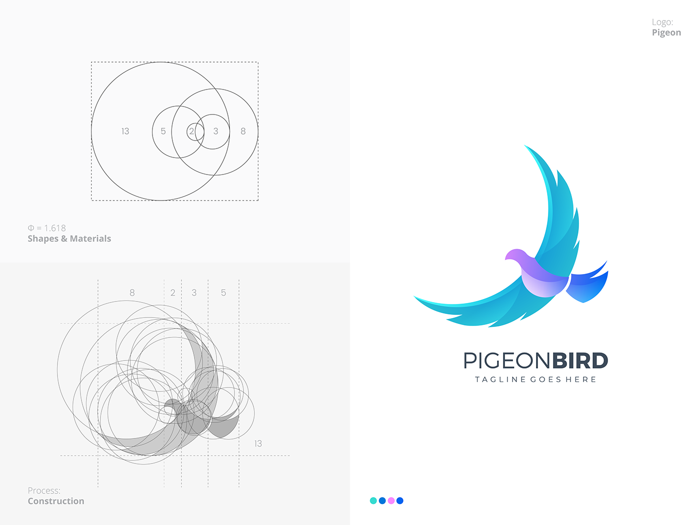 Golden Ratio animal logo circle grid colorful geometric creative best gradient abstract