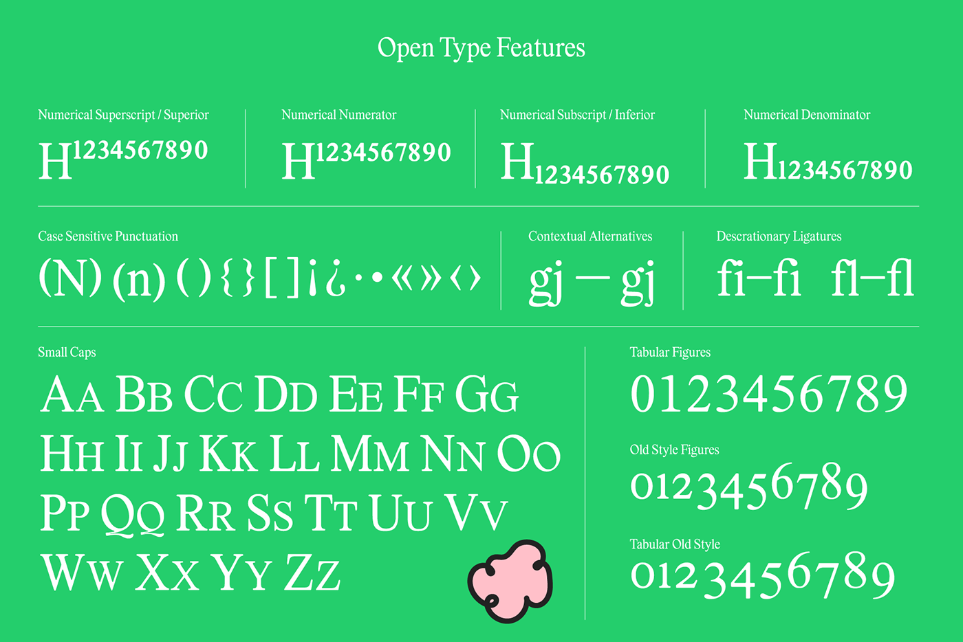 image showing open type features such as alternate numbers, case sensitive design, small caps