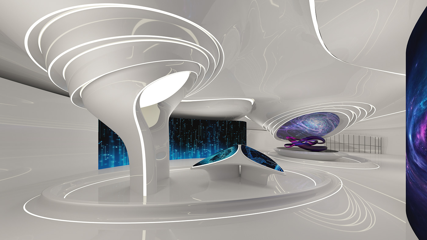 futuristic modern High Tech architecture Render visualization Rhino cad Futuristics city organic lines