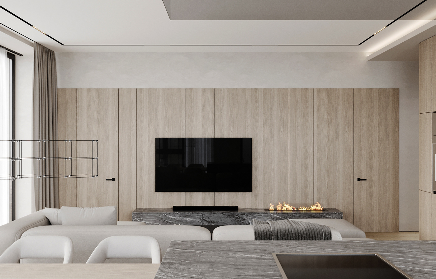 Интерьер квартиры визуализация interior design  3ds max visualization corona living room modern archviz kithcen