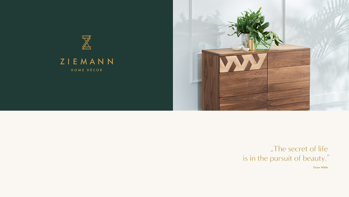 gold premium furniture collages Webdesign identity logo emboss print grid