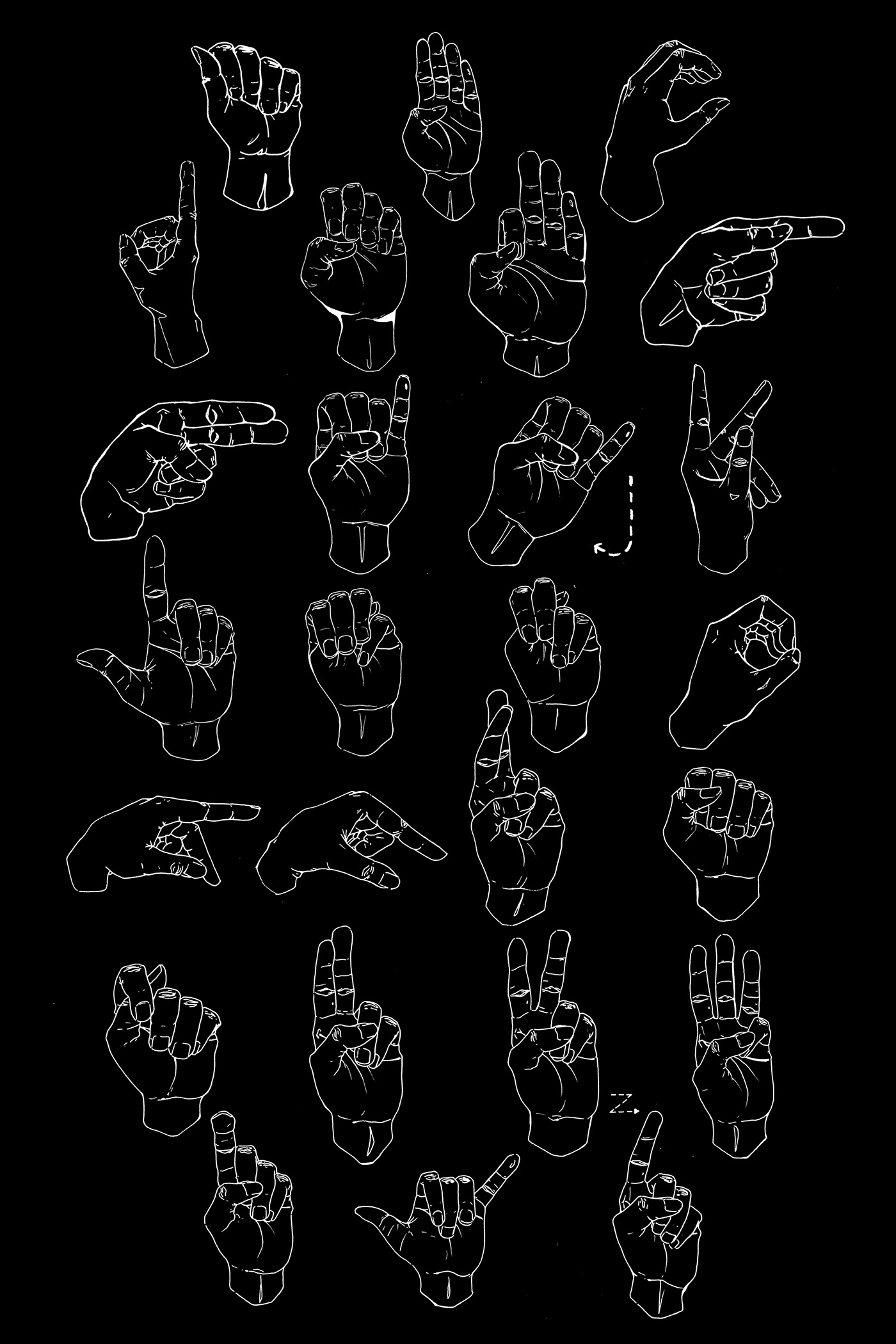 asl sign language alphabet hands gif ABC's lettering linguistics