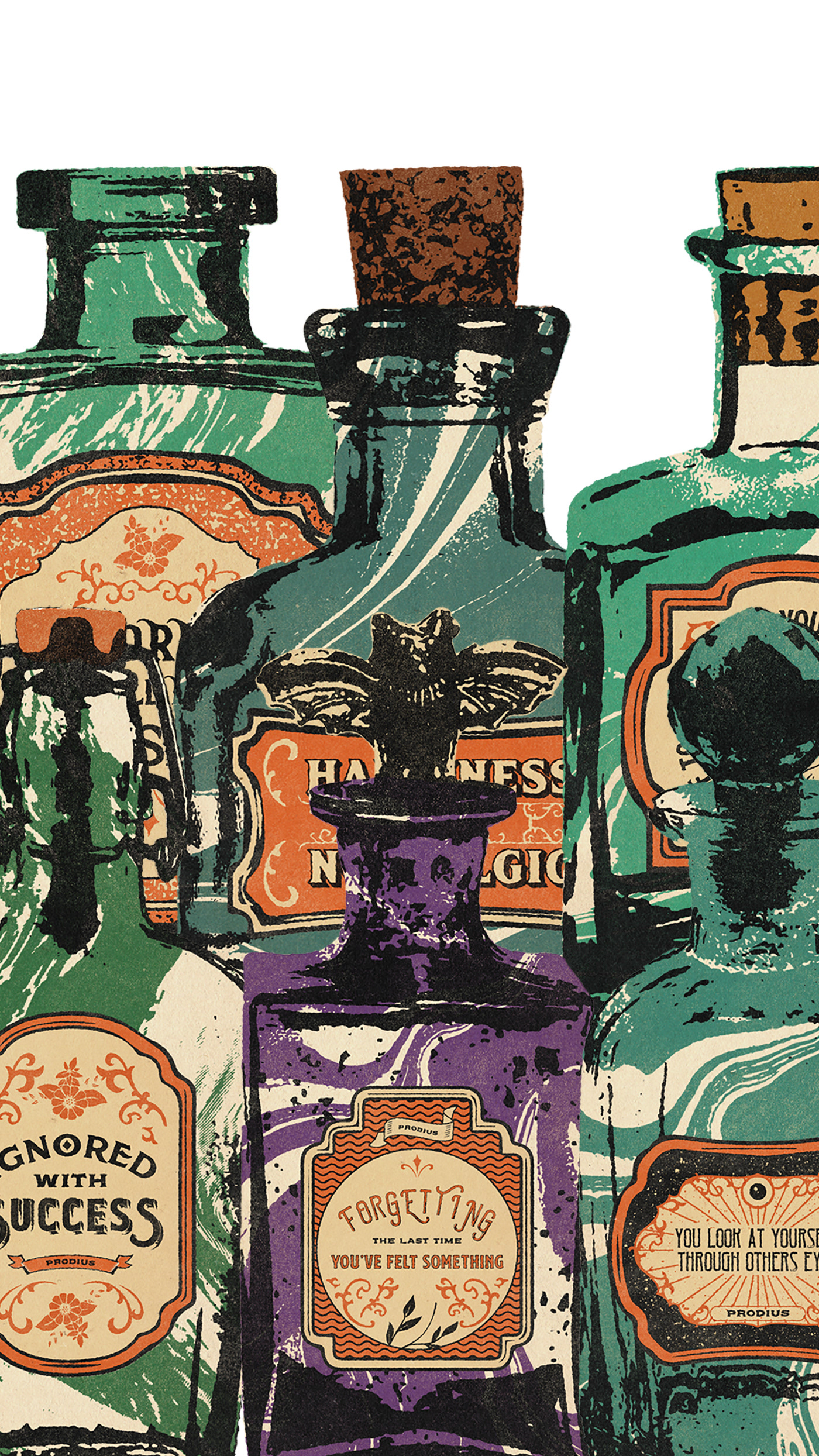 bottle drink horrific Label Mockup Retro spooky texture unpleasures vintage