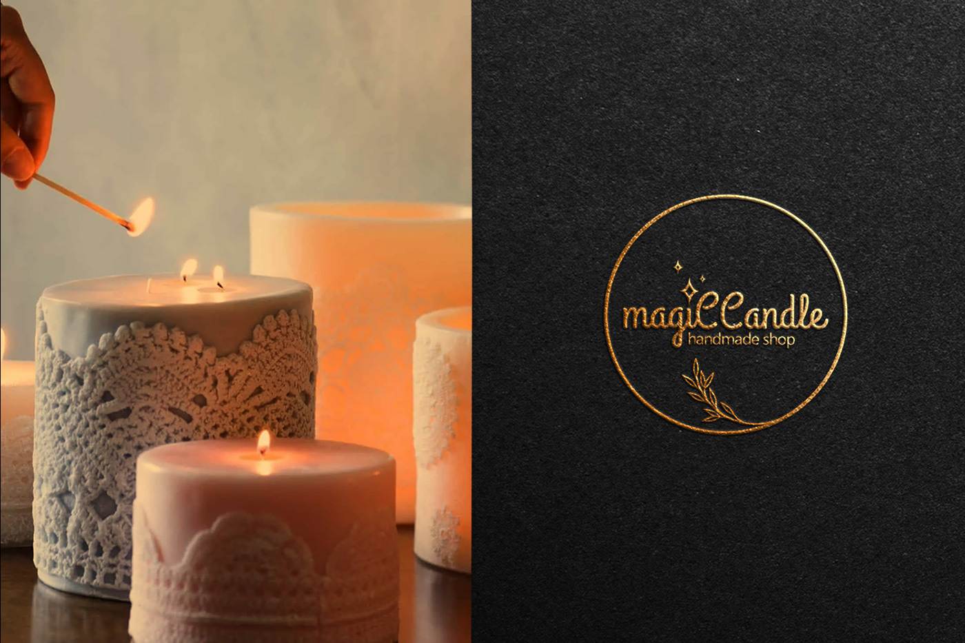 candle logo handmade logo Logo Design magic logo magiCCandle