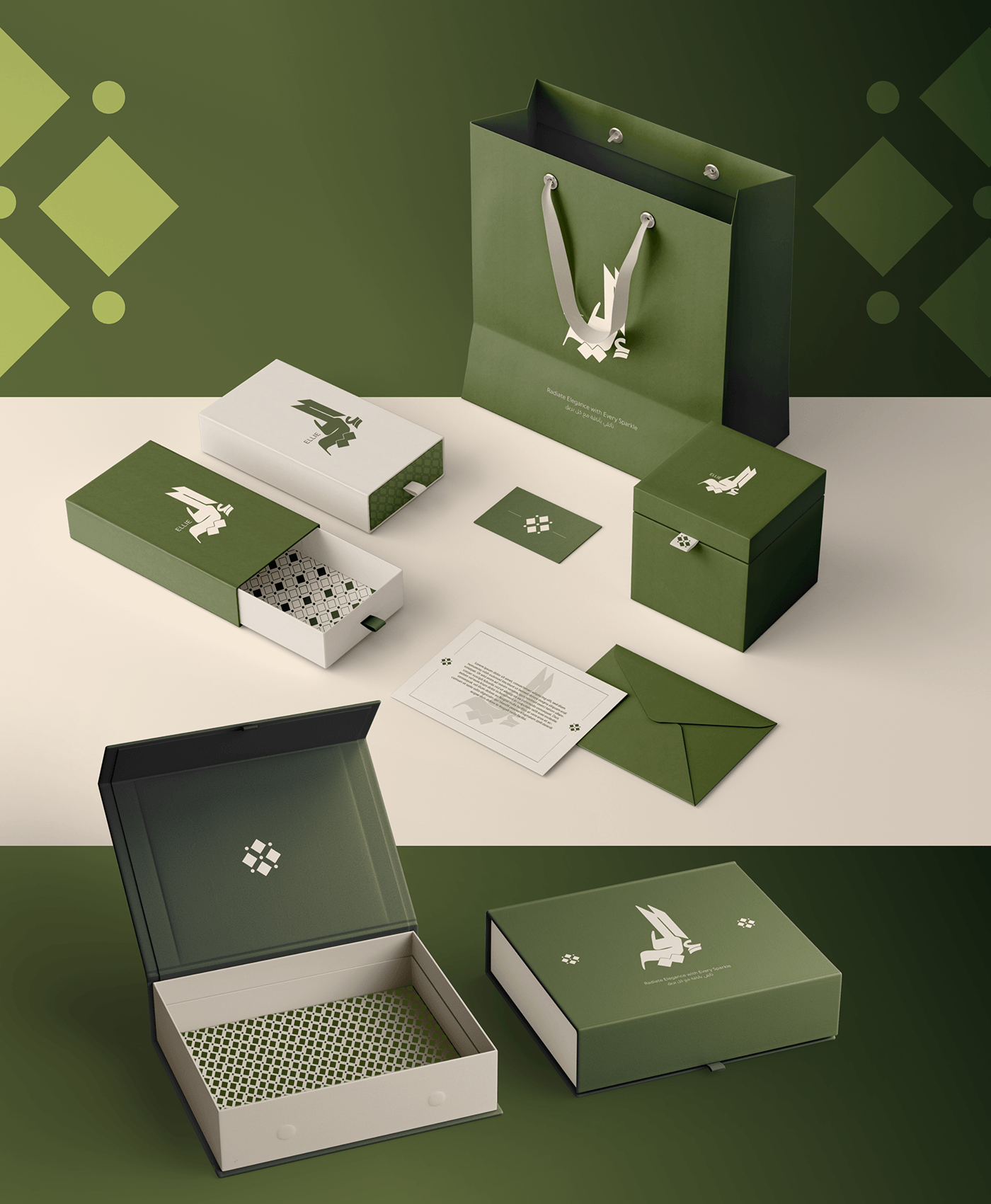 jewelry branding  Brand Design Web Design  brand identity luxury elegant Saudi Arabia arabic jewelry brand design