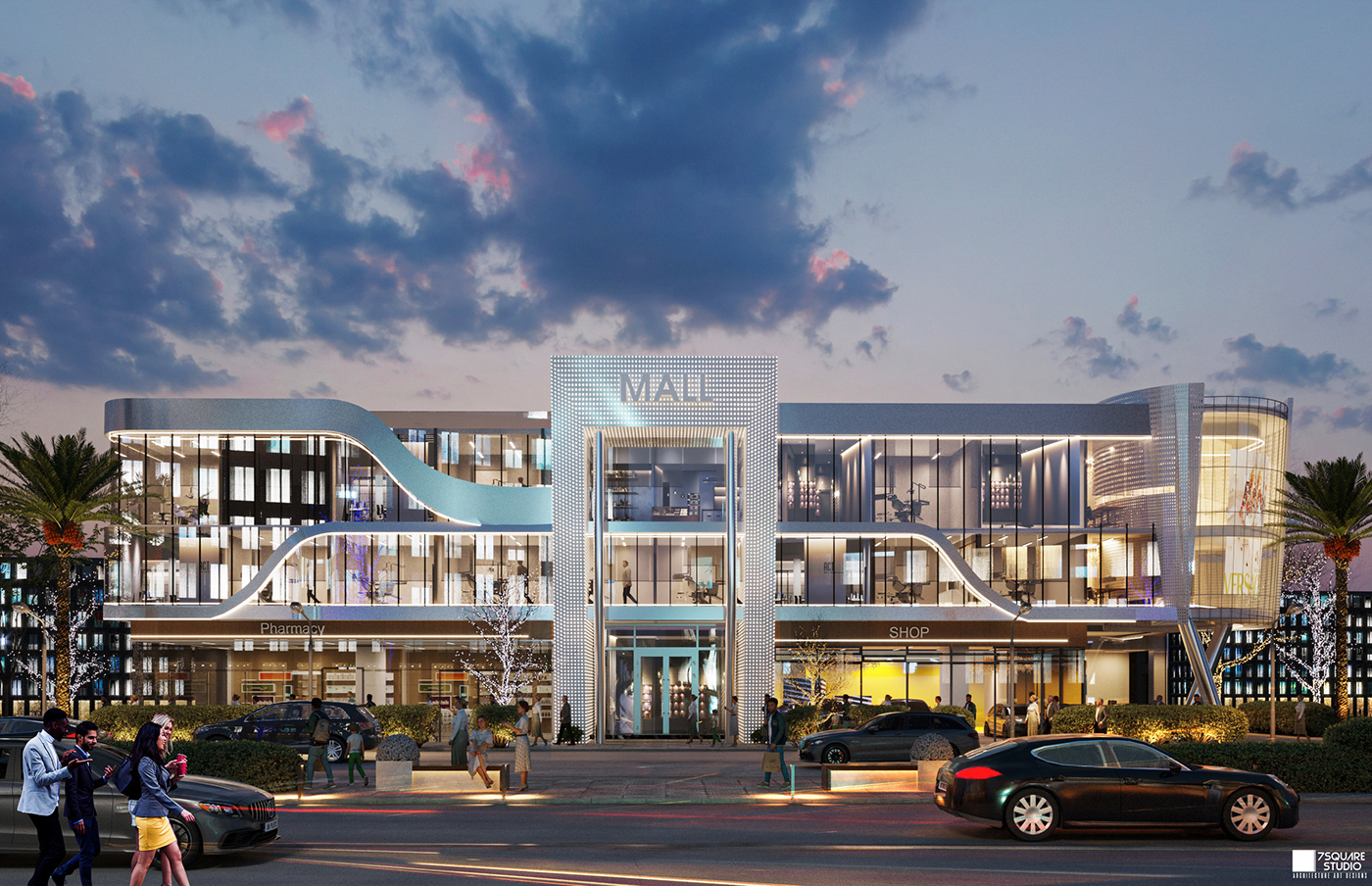 architecture cairo corona exterior Landscape mall Medical mall modern Render visualization