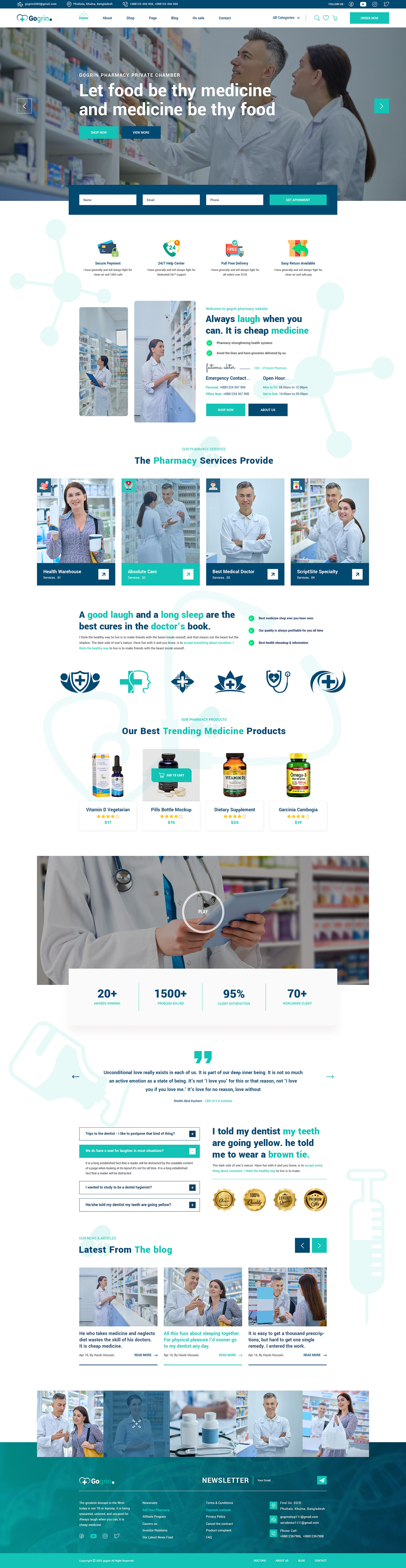 pharmacy pharmacy design wordpress theme Web Design  landing page Website Design UI/UX user interface psd template Pharmacy Store