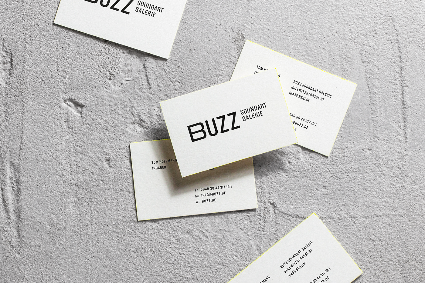 Business cards for Buzz Soundart Galerie
