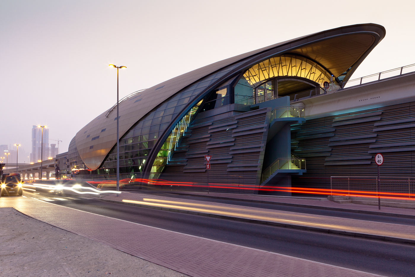 dubai metro metro dubai UAE u.a.e Metro Station Stations cityscape city Urban transportation rail LRT footbridge bridge crossing