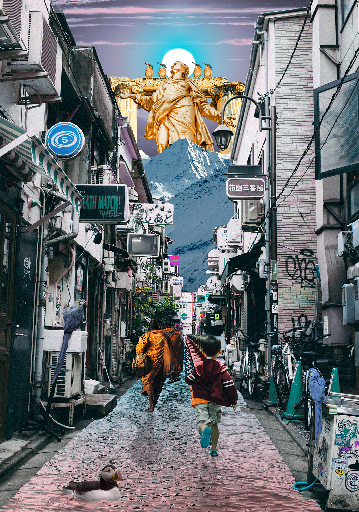 surrealist photoshop photomaniplation collage alleys japan