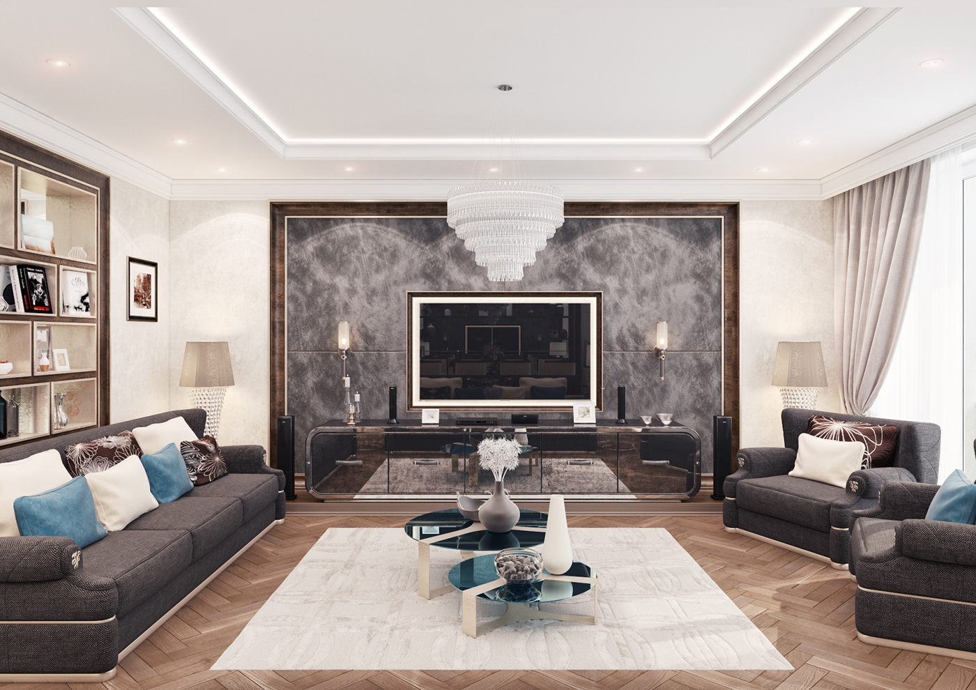 livingroom dinnerroom Interior Visulization Render vray NEWCLASSIC design furniture apartment