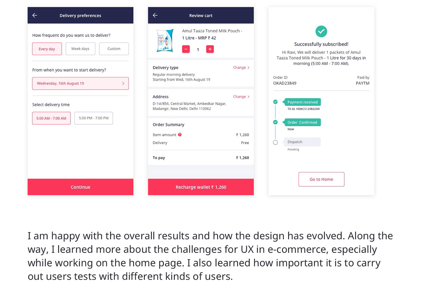 ux UI user interface User research Case Study milk delivery