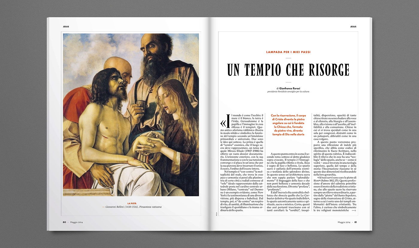 editorial magazine Layout print religion Pope redesign RESTYLING Luca Pitoni Italy italian printed magazine magazine layout masthead jesus