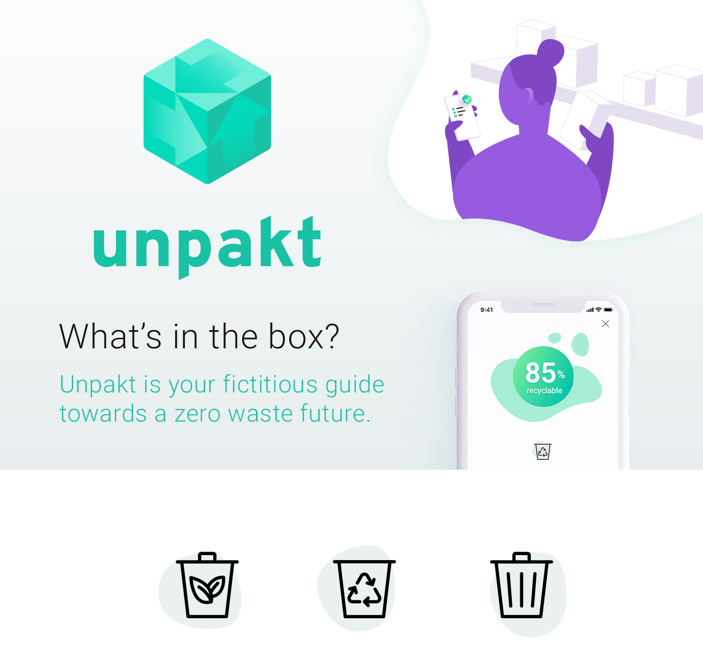 Mobile app concept eco friendly UI Packaging zero waste