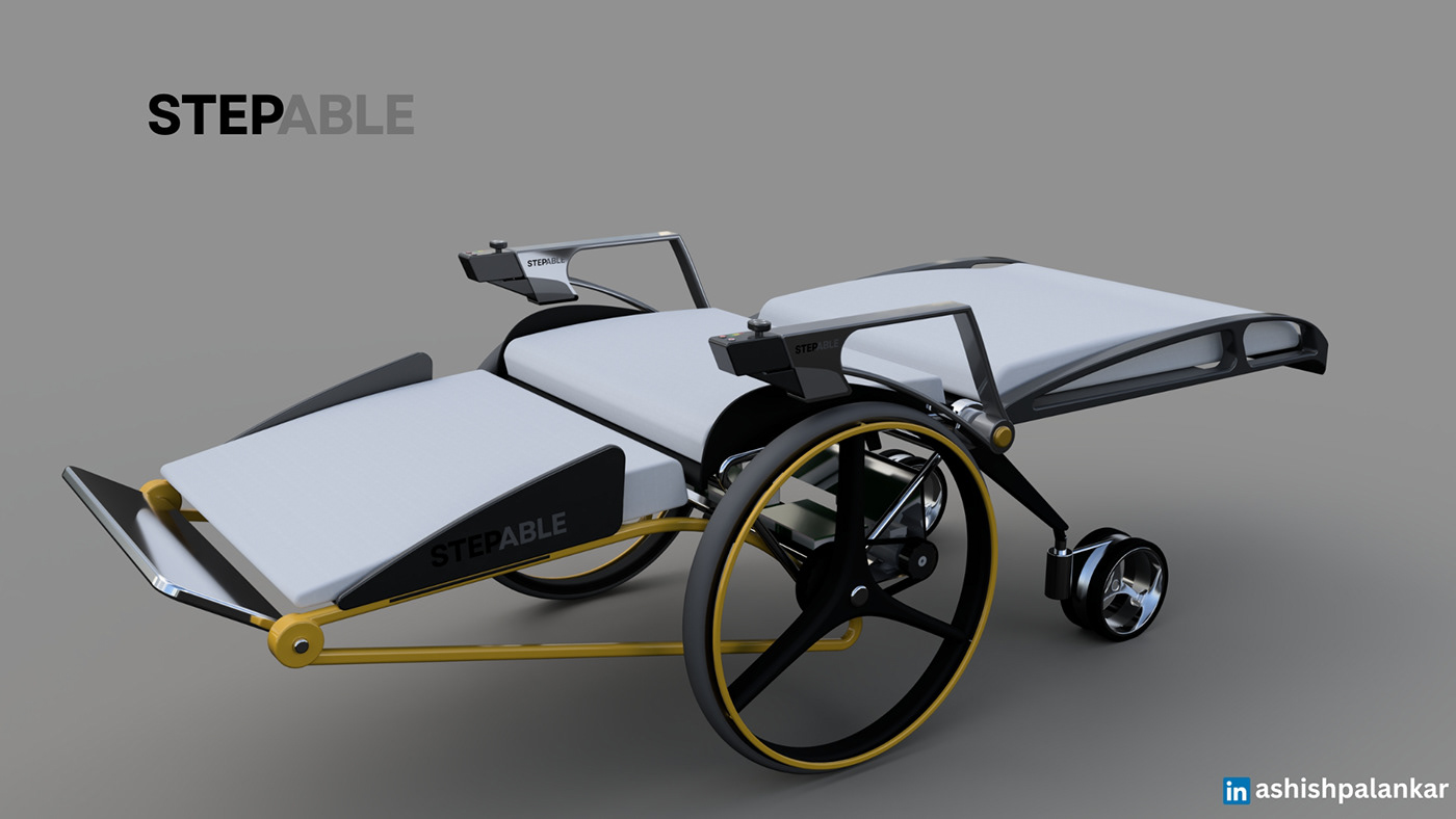 wheelchair healthcare medical innovation Technology creative industrial design  product design  strecher wheelchair cum stretcher