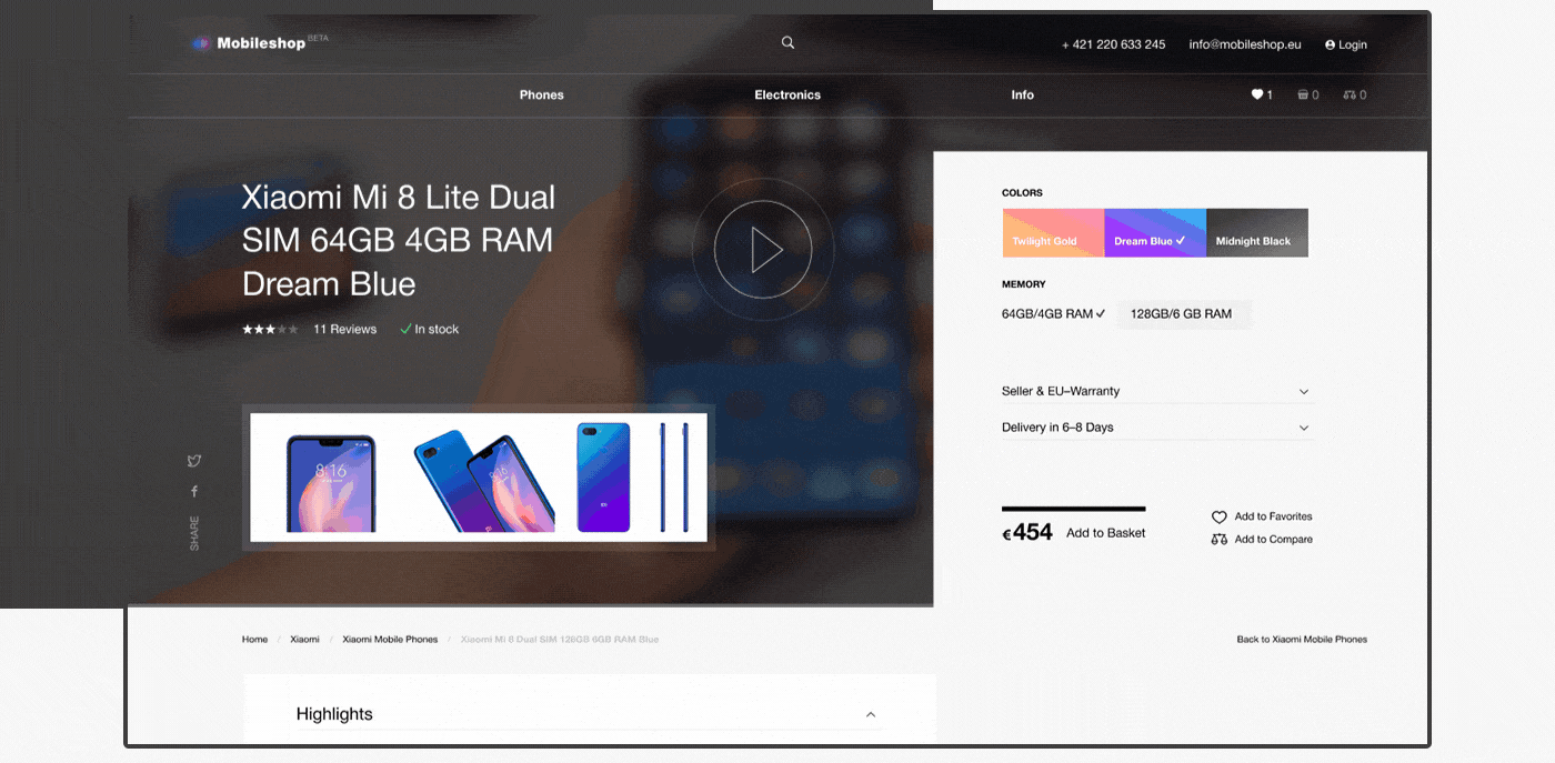 Web Design  ux UI animation  minimal Online shop Electronics store Dobryda
