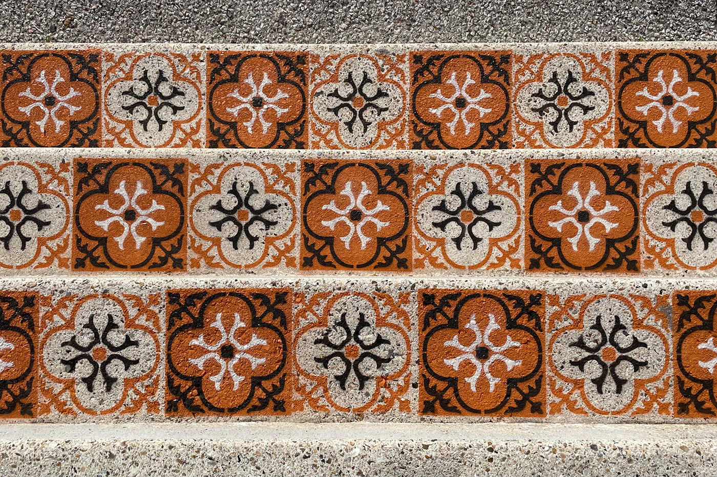 cement tile floor art painting   stencil Street Art 