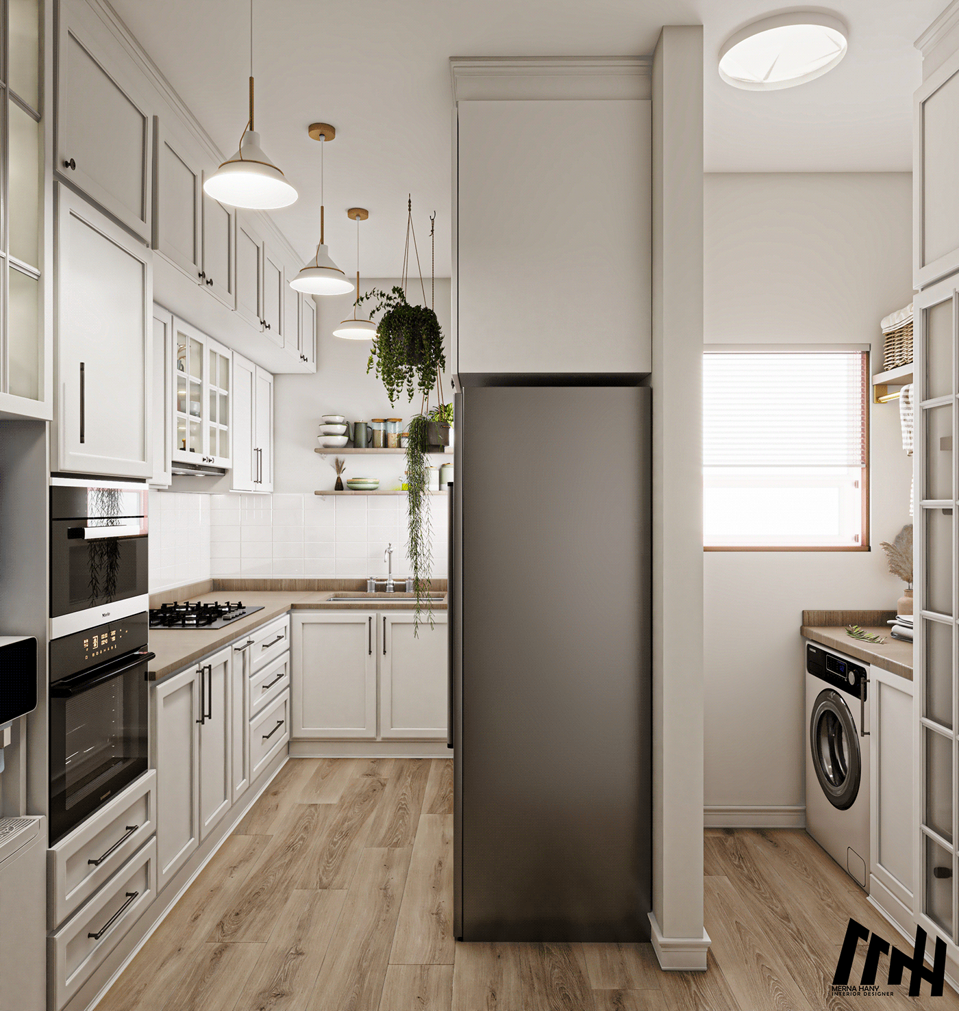Sink kitchen microwave oven laundry design wood modern vray white kichen