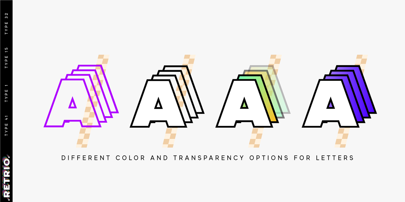 3D color Display font gradient hologram multicolor neon Typeface typography  